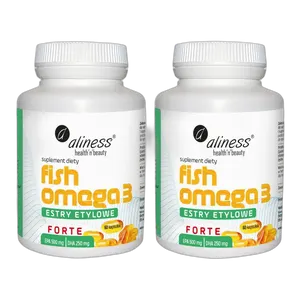 2x Aliness Fish Omega 3 FORTE Estry 500/250 mg Wspiera Serce Mózg Odporność