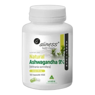 Aliness ASHWAGANDHA aż 555 mg MOCNY EKSTRAKT na STRES NERWY SPOKÓJ 100 kaps