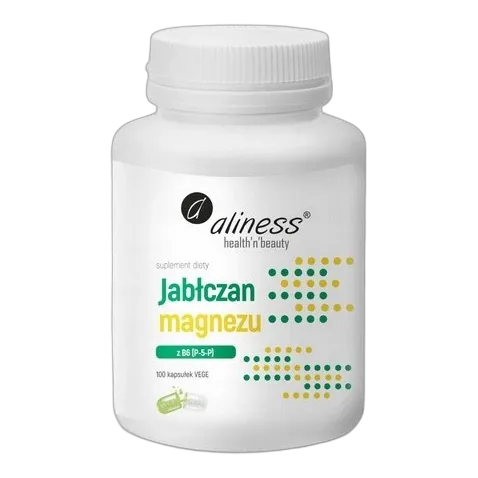 Aliness JABŁCZAN MAGNEZU z Witamina B6 (P-5-P) 100 kaps KOŚCI Mięśnie Serce
