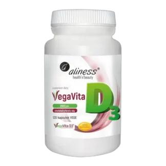 Aliness NATURALNA WITAMINA D3 2000 IU z Alg 120 kaps VEGE Mięśnie ODPORNOŚĆ