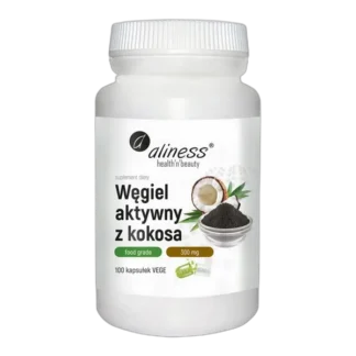 Aliness WĘGIEL AKTYWNY z KOKOSA Wsparcie przy BIEGUNKACH WZDĘCIACH 100 kaps