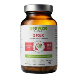 Biowen Q-FOLIC Metylowany KWAS FOLIOWY 5-MTHF 90 kaps. CIĄŻA Produkcja krwi