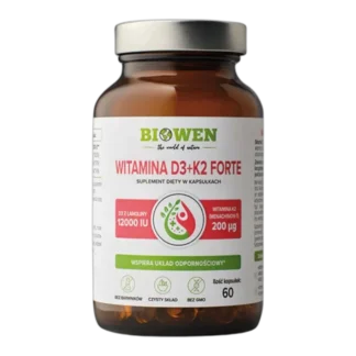 Biowen WITAMINA D3 12000 IU + K2 MK7 60 kaps ODPORNOŚĆ KOŚCI MIĘŚNIE SERCE
