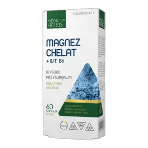 Medica Herbs MAGNEZ CHELATOWANY Glicynian Wit B6 Skurcze MIĘŚNIE Serce 60ka