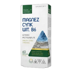 Medica Herbs MAGNEZ Glicynian CYNK CHELAT z Wit B6 Odporność Serce SKURCZE