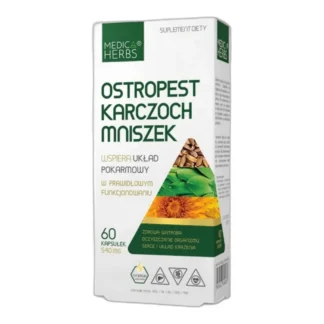 OSTROPEST KARCZOCH MNISZEK 60 kaps ZDROWA WĄTROBA Trawienie Medica Herbs