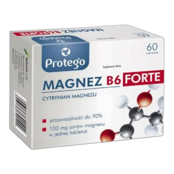 Protego CYTRYNIAN MAGNEZU + Wit. B6 MAGNEZ 60 tab SKURCZE Mięśnie ZMĘCZENIE