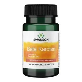BETA KAROTEN prowitamina A 10.000 IU 100 kaps ODPORNOŚĆ Skóra WZROK