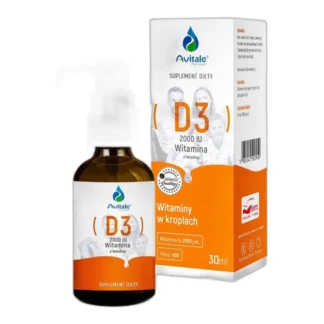 WITAMINA D3 2000 IU z Lanoliny w Kroplach 30 ml AVITALE Odporność Kości